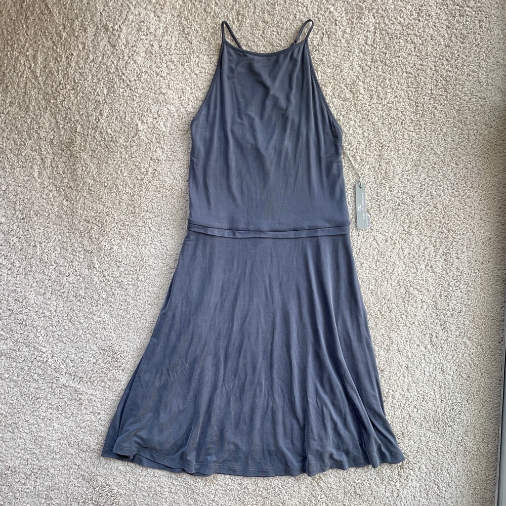 Tart High Neck Blue Gray Suede Spaghetti Strap Halter Mini Dress Size Small